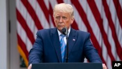 លោក​ប្រធានាធិបតី Donald Trump ថ្លែង​​អំពី​យុទ្ធសាស្រ្ត​ធ្វើតេស្ត​រក​ជំងឺ​កូវីដ១៩ ដែល​បាន​ធ្វើឡើង​នៅ​សួន​កុលាប​នៃ​សេតវិមាន កាលពី​ថ្ងៃចន្ទ ទី២៨ ខែកញ្ញា ឆ្នាំ២០២០ ក្នុង​រដ្ឋធានី​វ៉ាស៊ីនតោន។