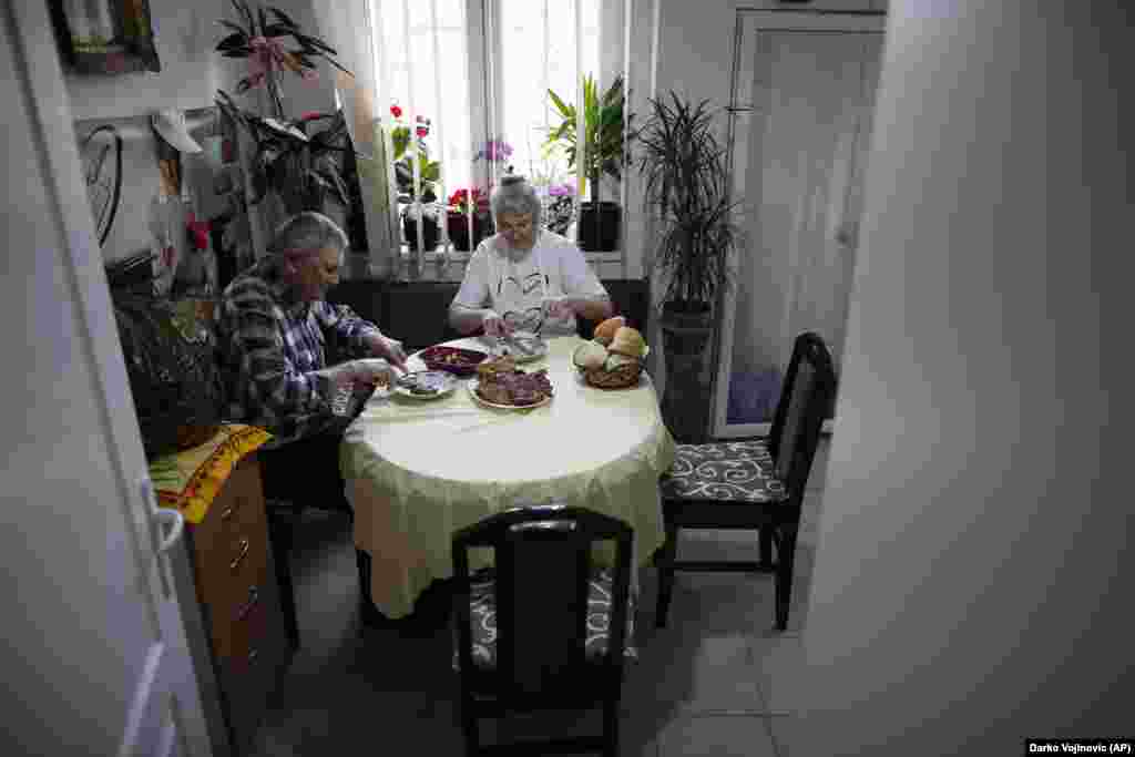 Serbia Granny's Kitchen: Jelena Petrovic and her husband Milan having a lunch in their home 