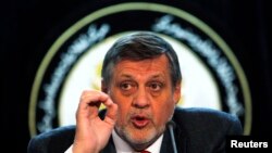 UN envoy to Afghanistan Jan Kubis at news conference in Kabul, March 27, 2013.