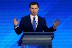Democratic presidential candidate former South Bend, Ind., Mayor Pete Buttigieg speaks during a Democratic presidential primary debate, Feb. 7, 2020.