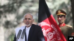 Presiden Afghanistan Ashraf Ghani Ahmadzai dalam sebuah Konferensi Pers di Kabul (3/10).