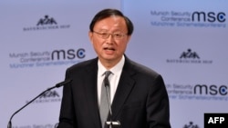 中国国务委员杨洁篪在德国慕尼黑举行的第55届慕尼黑安全会议上发表讲话。（2019年2月16日）
