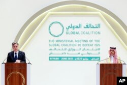 美国国务卿安东尼·布林肯(Antony Blinken)周四(6月8日)与沙特外交大臣费萨尔（Faisal bin Farhan）举行记者会。