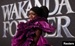 Cast member Danai Gurira attends a premiere for the film Black Panther: Wakanda Forever in Los Angeles, California, U.S., October 26, 2022. (REUTERS/Mario Anzuoni)