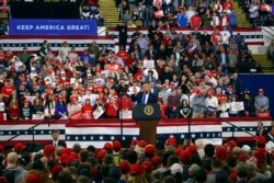 President Donald Trump speaks at a campaign rally Tuesday, Jan. 14, 2020, in Milwaukee.