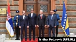 Zajednička fotografija predsjednika Srbije Aleksandra Vučića i tri člana Predsjedništva BiH - Bakira Izetbegovića, Dragana Čovića i Mladena Ivanića, Sarajevo, 07. septembar 2017.