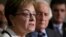 Rep. Marcy Kaptur (foreground) and Rep. Sander Levin (center) of the Congressional Ukraine Caucus are seen at a news conference on Capitol Hill in Washington, Feb. 5, 2015.