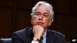 CIA Director William Burns listens during a Senate Select Committee on Intelligence hearing about worldwide threats, on Capitol Hill in Washington, April 14, 2021. 