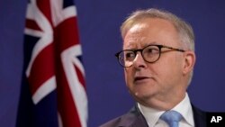 Perdana Menteri Australia Anthony Albanese hadiri dalam konferensi pers di Sydney, Australia, pada 20 Desember 2024. (Foto: AP/Mark Baker)