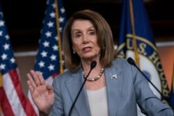 FILE - Speaker of the House Nancy Pelosi, D-Calif., meets with reporters at a news conference on Capitol Hill in Washington, May 9, 2019.