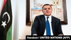 Abdul Hamid Mohammed Dbeibah, kamu Waziri Mkuu wa Libya akilihutubia taifa Jumamosi Februari 6, 2021