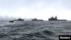 FILE - Navy ships of Iran and Azerbaijan move during an exercise between Iran and Azerbaijan in the Caspian Sea in this picture obtained on Nov. 4, 2024. Iranian Army/WANA (West Asia News Agency)/Handout via REUTERS 