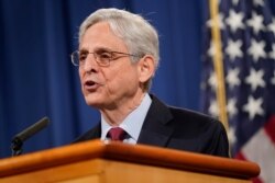 FILE - U.S. Attorney General Merrick Garland speaks during a news conference at the Department of Justice in Washington, June 25, 2021.
