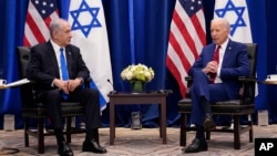 ჯო ბაიდენი (მარჯვნივ) და ბენიამინ ნეთანიაჰუ (მარცხნივ). ნიუ-იორკი, აშშ. 20 სექტემბერი, 2023 წ.