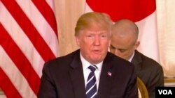 Presiden Amerika Serikat Donald Trump di Mar-a-Lago, Florida, 17 April 2018. (Foto: VOA/ Steve Herman).