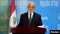 FILE - Iraqi Foreign Minister Ibrahim al-Jaafari speaks to journalists during a news conference.