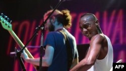 L'artiste guyanais Yann Clery se produit au Marché des Arts d'Afrique (MASA) à Abidjan, le 14 mars 2018.