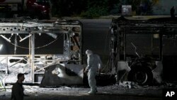 Место взрывов автобусов в Бат-Яме, 20 февраля 2025 года