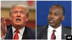 Republican presidential candidates Donald Trump, left, and Ben Carson