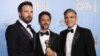Producer and director Ben Affleck (L) poses with "Argo" producers Grant Heslov (C) and George Clooney after Affleck won Best Director and "Argo" won the award for Best Motion Picture Drama at the 70th annual Golden Globe Awards in Beverly Hills, Californi