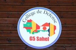 This pictured taken July 2, 2018 shows the logo of five-nation French-backed anti-terror unit, the "G5 Sahel" force.