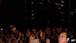 Hong Kong protesters demand the release of jailed Chinese dissident and Nobel Peace Prize winner Liu Xiaobo, 10 Dec 2010