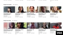 Wikitongues' YouTube page includes hundreds of video examples of the world's languages.