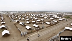 FILE - An aerial view shows houses at the Kakuma refugee camp in Turkana District, northwest of Kenya's capital Nairobi, June 20, 2015.