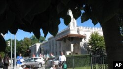 Eid festivities like here at the Islamic Center of Washington have been scaled back this year, 11 Sep 2010