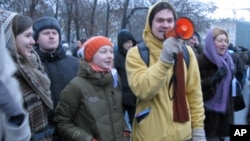 莫斯科集会中的示威者