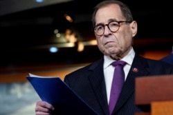FILE - Chairman of the House Judiciary Committee Jerrold Nadler waits to speak during a media briefing on Capitol Hill in Washington, Oct. 31, 2019.
