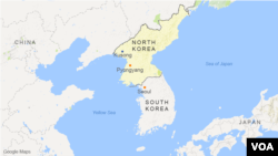 Peta wilayah Kusong, Korea Utara.