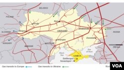 Bagan aliran pipa-pipa gas dari Rusia menuju Ukraina, dan wilayah Eropa lainnya. 