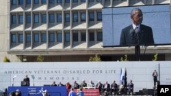 2014年10月5日美国总统奥巴马在美国伤残退伍军人纪念碑华盛顿落成仪上讲话
