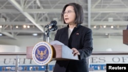 台湾总统蔡英文2023年4月5日在加利福尼亚州西米谷发表讲话