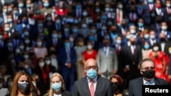 Jorge Rodriguez, elected candidate of Venezuela's United Socialist Party (PSUV), is pictured next to Didalco Bolivar after the swear-in ceremony of Venezuela's National Assembly new term, in Caracas, Venezuela, Jan. 5, 2021. 