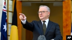 Perdana Menteri Australia Anthony Albanese di Gedung Parlemen di Canberra, Jumat, 20 Desember 2024. (Foto: via AP)