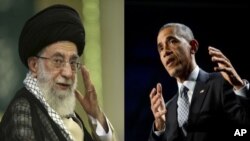 លោក ​ Ayatollah Ali Khamenei (ខាងឆ្វេង) និង​លោក Barack Obama (ខាងស្តាំ)។ របាយការណ៍​មួយ​របស់​កាសែត​ The Wall Street Journal ​បាន​ឲ្យ​ដឹង​ថា​មេដឹកនាំ​កំពូល​នៃប្រទេស​អ៊ីរ៉ង់​ និងលោក​ប្រធានាធិបតី​ស.រ.អា.​បាន​ផ្ញើសំបុត្រ​ឆ្លងឆ្លើយ​គ្នា​នៅ​ពេល​ដែល​ភាគី​ទាំងពីរ​ខិតខំព្យាយាម​ធ្វើ​ឲ្យ​សម្រេច​កិច្ច​ព្រមព្រៀង​បរមាណូ​មួយ។
