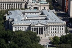 The US Treasury Department building viewed from the Washington Monument, Sept. 18, 2019, in Washington.