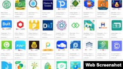 ILUSTRASI - Logo-logo sejumlah aplikasi pinjaman online tampak di layar komputer. (Foto: tangkapan layar/Fitri Wulandari/VOA)