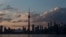 The sun sets over the Toronto skyline during the opening ceremony for the Pan Am Games, July 10, 2015. 
