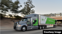 A TuSimple self-driving truck is shown in this undated photo. (Twitter) 