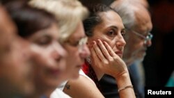 Mexico City's mayor Claudia Sheinbaum listens during a news conference n Mexico City, Mexico, May 16, 2019. 