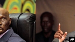 (L-R) Senegalese President Abdoulaye Wade; Opposition presidential candidate and former prime minister Macky Sall (February 2012 file photos)