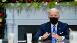 President Joe Biden speaks as he meets with members of the White House COVID-19 Response 