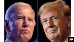Presiden Joe Biden, kiri, 5 Januari 2024, dan calon presiden dari Partai Republik mantan Presiden Donald Trump, kanan, 19 Januari 2024. (Foto: AP)