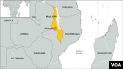 A map of Malawi shows its border with Tanzania to its northeast.