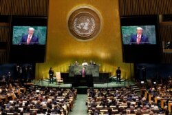 U.S. President Donald Trump addresses the 74th session of the United Nations General Assembly, Sept. 24, 2019.