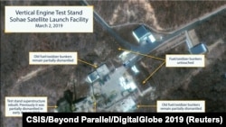  Image sattelitaire de la station de lancement par satellite Sohae en Corée du Nord le 2 mars 2019. CSIS/Beyond Parallel/DigitalGlobe 2019 via REUTERS. 