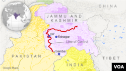 Peta wilayah Samba, Srinagar, Uri, Kashmir.